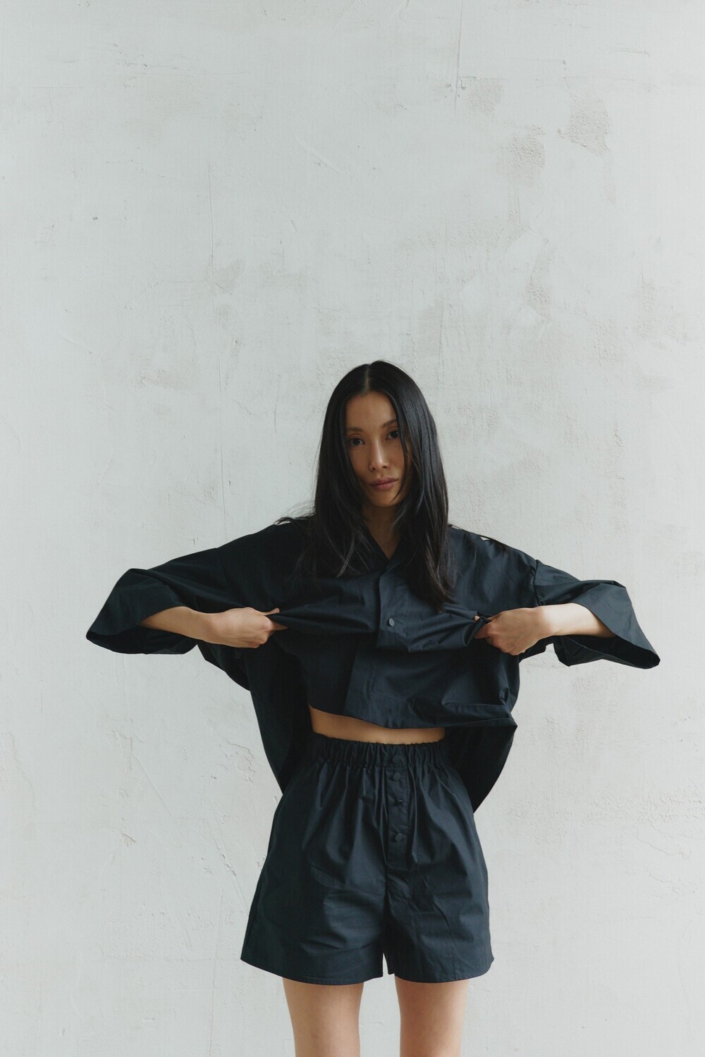Black cotton shorts