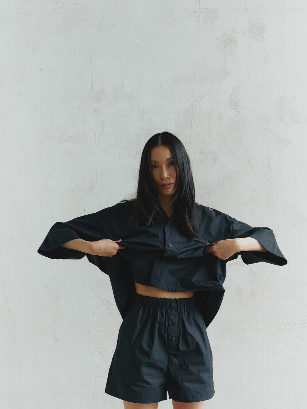 Black cotton shorts