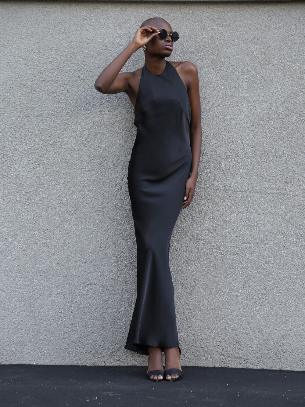 Black dress with train
