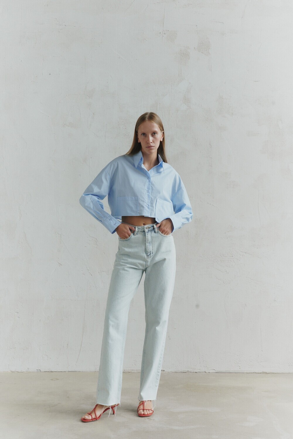 Short blue shirt