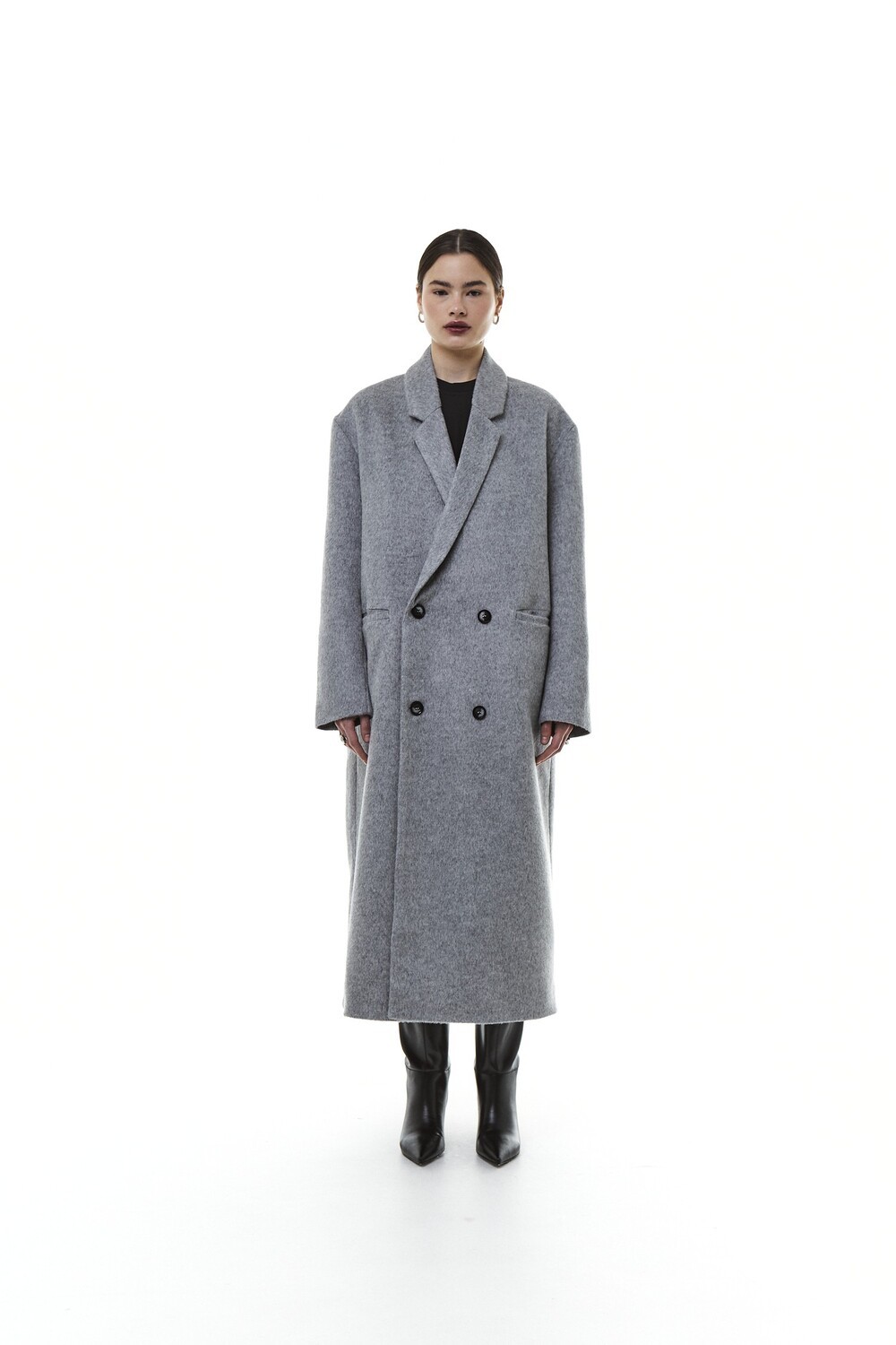 Gray insulated coat with leaf