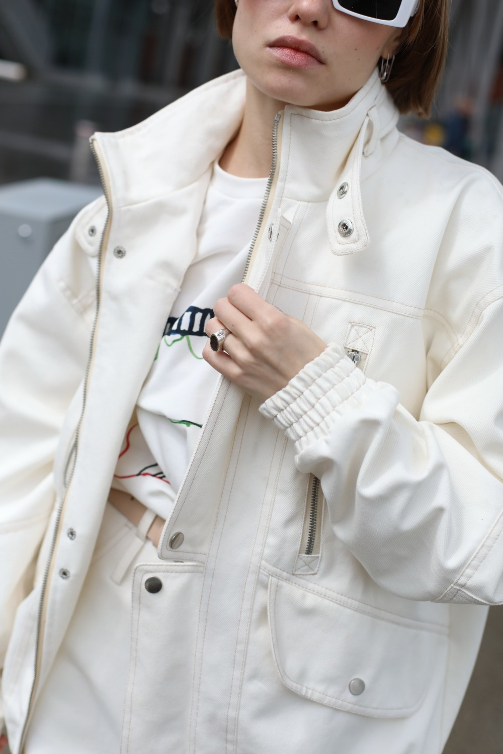 Jeans jacket in milky color